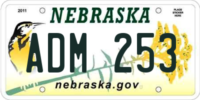 NE license plate ADM253