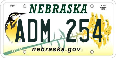 NE license plate ADM254