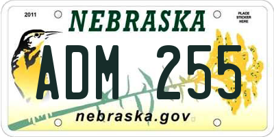 NE license plate ADM255