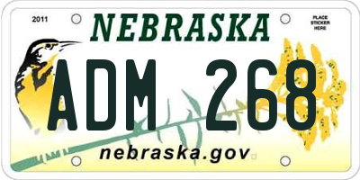 NE license plate ADM268