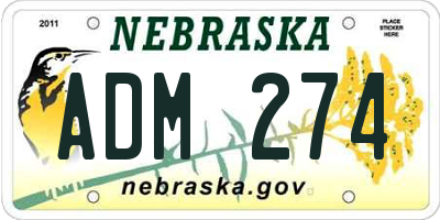 NE license plate ADM274