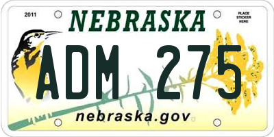 NE license plate ADM275