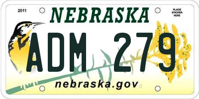 NE license plate ADM279