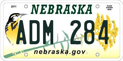 NE license plate ADM284