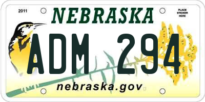 NE license plate ADM294