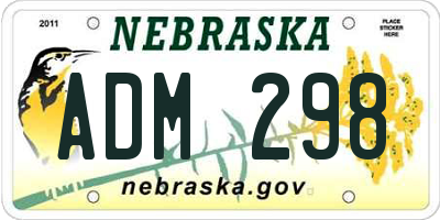 NE license plate ADM298