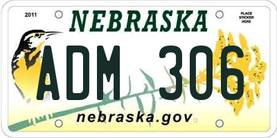 NE license plate ADM306