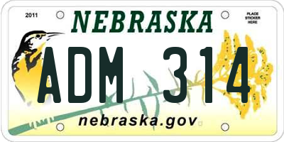 NE license plate ADM314