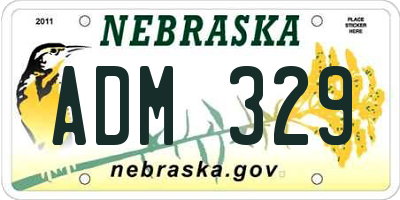 NE license plate ADM329