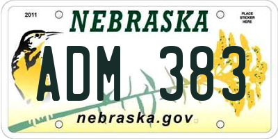 NE license plate ADM383