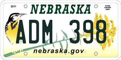 NE license plate ADM398