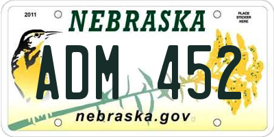 NE license plate ADM452