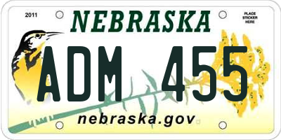 NE license plate ADM455
