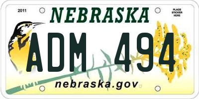 NE license plate ADM494
