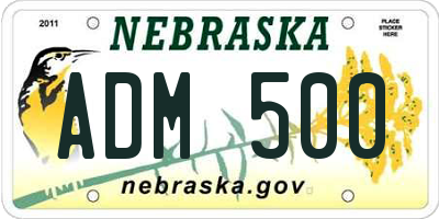 NE license plate ADM500
