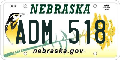 NE license plate ADM518