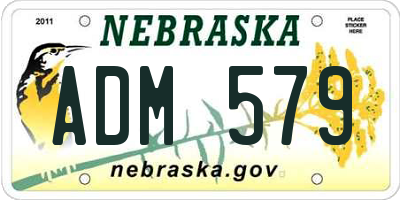 NE license plate ADM579