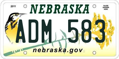 NE license plate ADM583