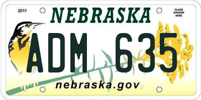 NE license plate ADM635