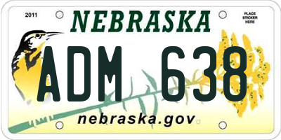 NE license plate ADM638