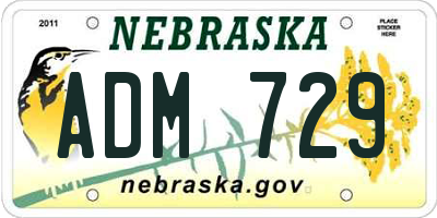 NE license plate ADM729