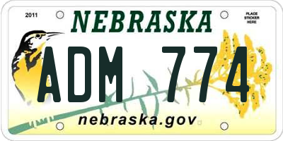 NE license plate ADM774