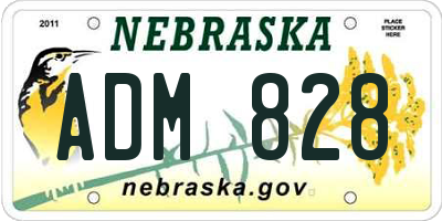 NE license plate ADM828