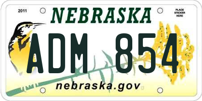 NE license plate ADM854
