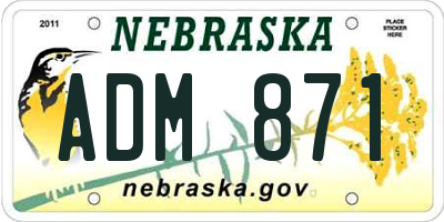 NE license plate ADM871