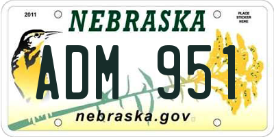 NE license plate ADM951