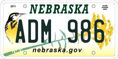 NE license plate ADM986