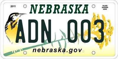 NE license plate ADN003