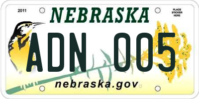 NE license plate ADN005