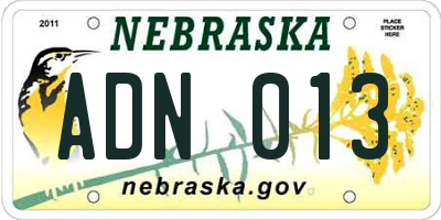 NE license plate ADN013