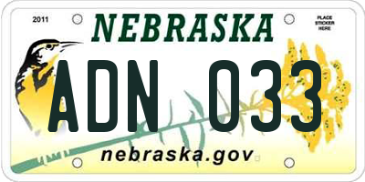 NE license plate ADN033