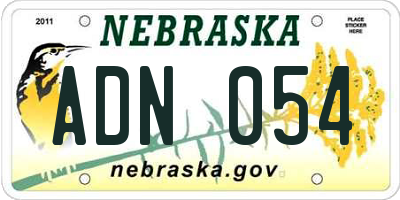 NE license plate ADN054