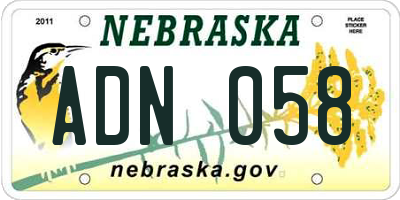 NE license plate ADN058