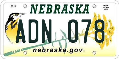 NE license plate ADN078