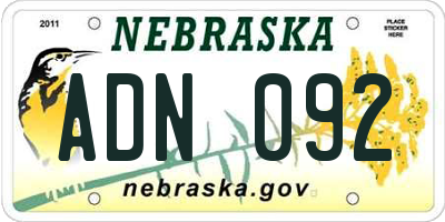 NE license plate ADN092