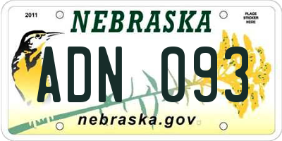 NE license plate ADN093