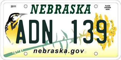 NE license plate ADN139