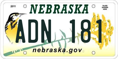 NE license plate ADN181