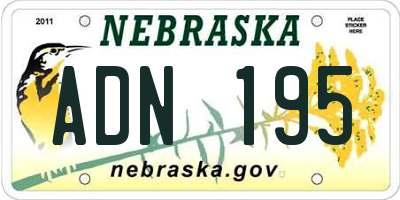 NE license plate ADN195