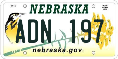 NE license plate ADN197