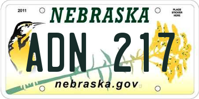 NE license plate ADN217