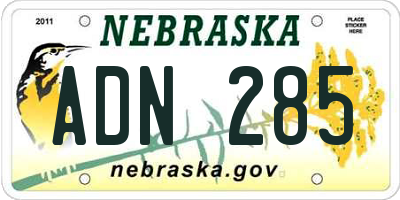 NE license plate ADN285