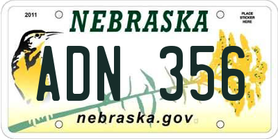 NE license plate ADN356