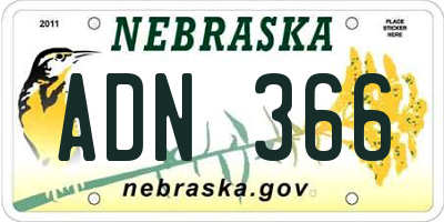 NE license plate ADN366