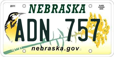 NE license plate ADN757