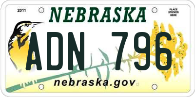 NE license plate ADN796